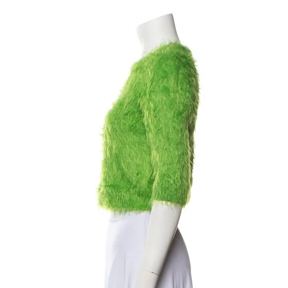 Gucci Cropped  Green Fuzzy Sweater By Alessandro Michele - S - Picture 2 of 3
